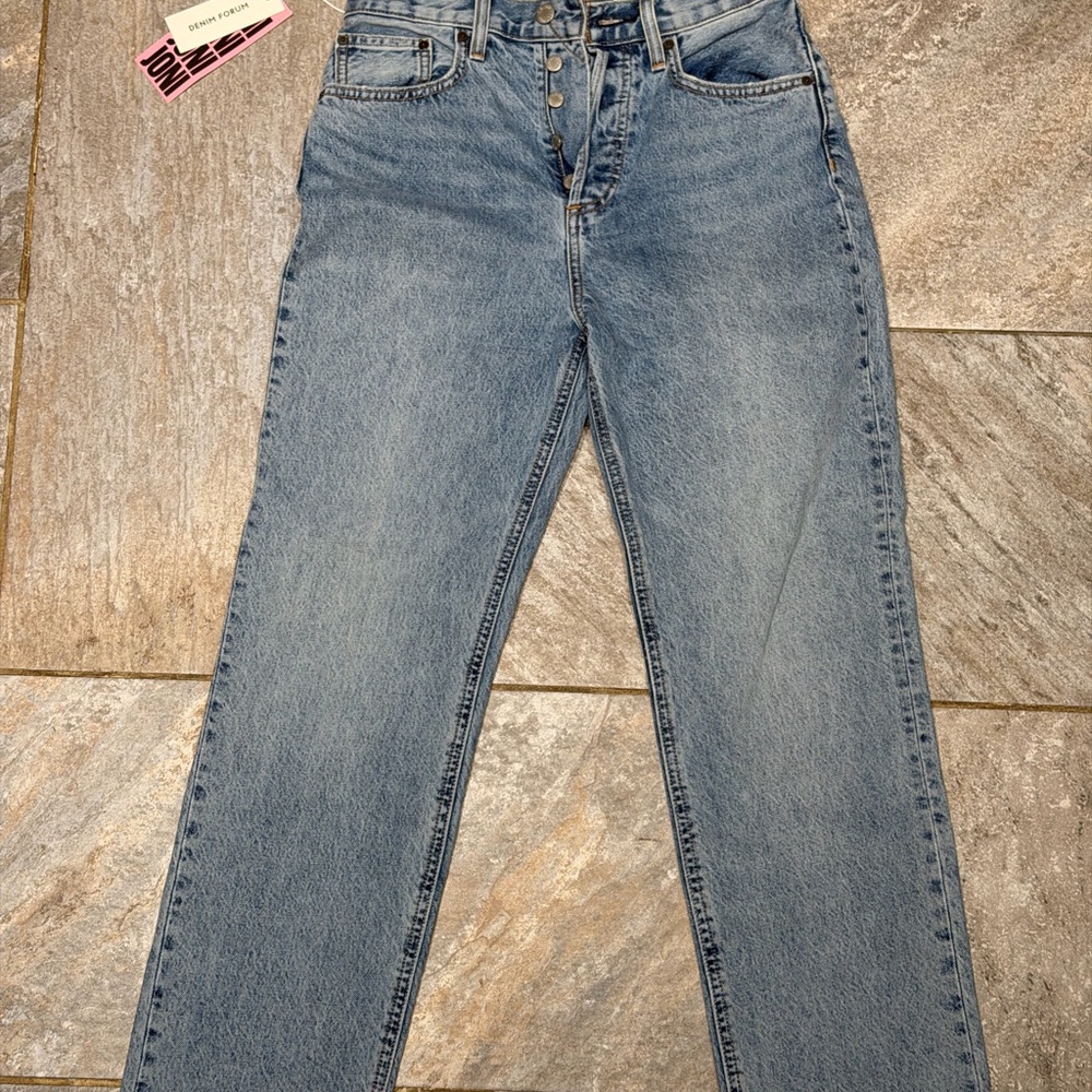 Denim Forum High Rise Loose Jeans in Light Blue